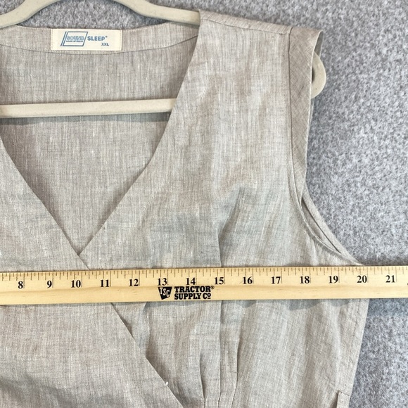 Sound Sleep linen maxi wrap dress XXL taupe preppy minimalist luxury resort - Picture 4 of 11
